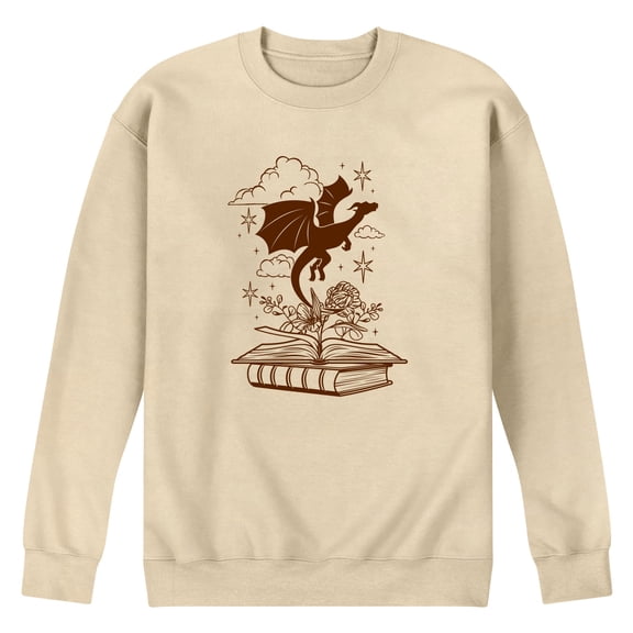 Instant Message - Dragon Flying Out Of Book Graphic Fleece Sweatshirt