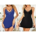 thumbnail image 6 of ValueVibe Lingerie Set for Women Lace Spaghetti Straps Babydoll Sleepdress High Slit Chemise Nighty, Blue 2XL, 6 of 9