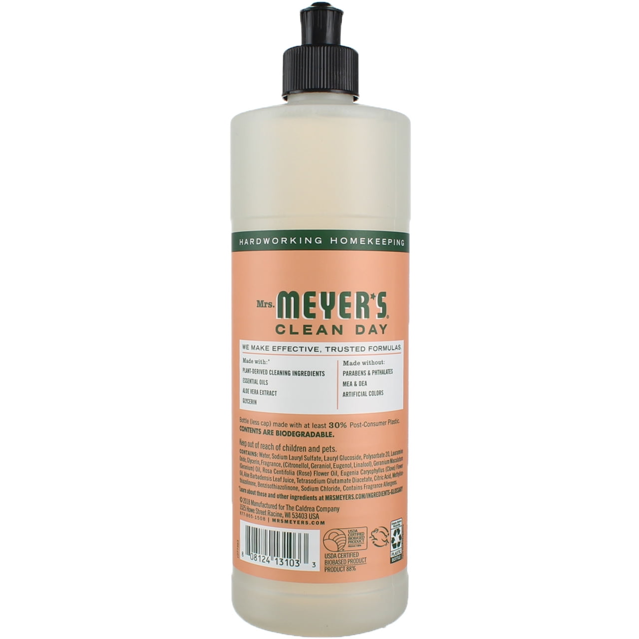 Mrs. Meyer's Clean Day Dish Soap Liquid, Geranium, 16 fl oz (4 pack)