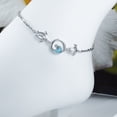 thumbnail image 4 of Paradise Hawaii Gifts Ocean Wave Larimar Sea Turtle Ankle Bracelet, Sterling Silver, 4 of 5