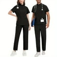 thumbnail image 4 of Beauty Salon Nursing Uniforms Hospital Nurses Work Clothes Europe and The United States Summer Casual Collar Zipper Short-sleeved Surgical Clothing, 4 of 11