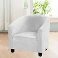 thumbnail image 6 of Stretch Velvet Club Sofa Chair Cover Tub Barrel Armchair Slipcover Dining Room Removable Washable Sofa Couch Cover(White), 6 of 6