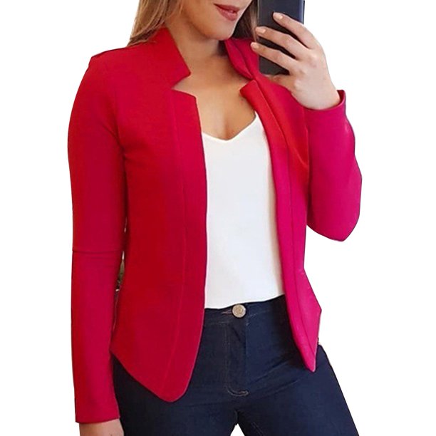 kamletia moda Color sólido sin botón Blazer mujeres manga larga Slim Fit chamarra abrigopangjing