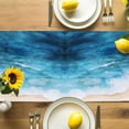 thumbnail image 3 of Blue Beach Coastal Cotton Linen Table Runner for Dining Kitchen, Summer Ocean Seaside Nautical Wedding Outdoor Party Tablerunners Decoration, Dresser Scarf Coffee Tablecloth Runners 13x48 Inches, 3 of 9