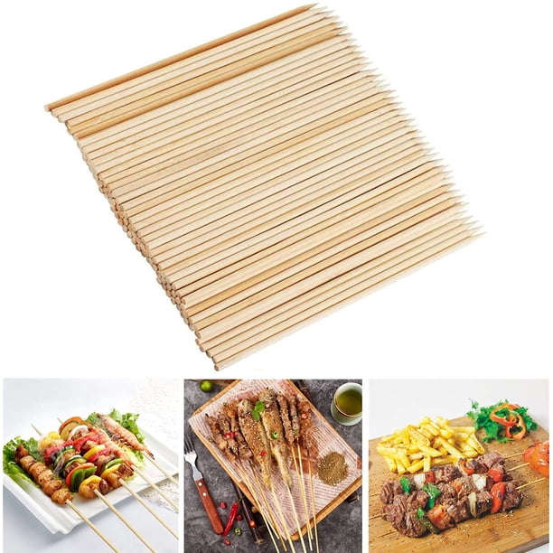 100 brochetas de bambú natural para asar a la parrilla, barbacoa, brocheta,aperitivo, fruta, fuente de chocolate, cóctel, barbacoa, palitos de bambú, brochetas de madera (0,16"/4 mm de diámetro) brillar Electrónica