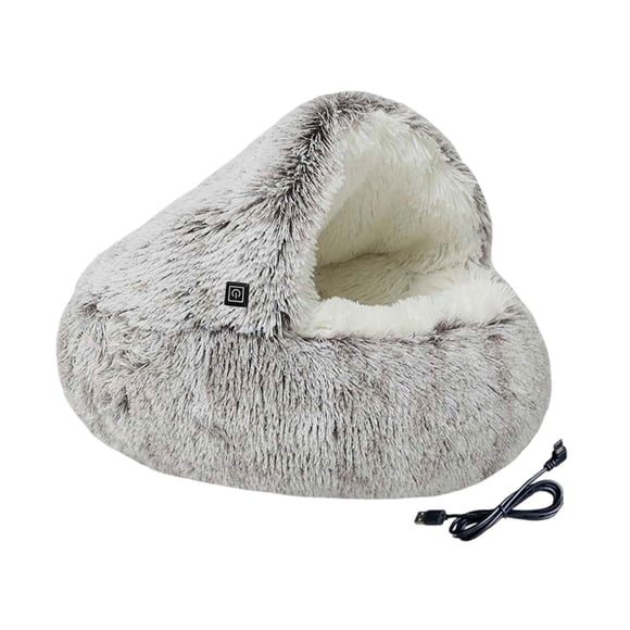 Cama calefactada para gatos, cama cálida para perros, almohadilla térmica, cueva, suministros para mascotas, gatos y perros, casa cálida para dormir, Marrón