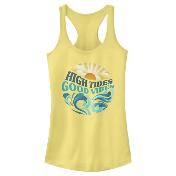 Junior's Lost Gods High Tides Good Vibes  Racerback Tank Top Banana X Large