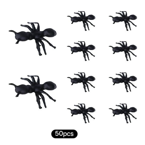 BESTSKY 50Pcs Fake Bugs,Black Ant Prank Stuff,Realistic Shape Insects and Halloween Toys