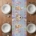 thumbnail image 6 of Happy Easter Table Runner - 120 Inch Long, Kitchen Dining Table Runner Dresser Scarves, Spring Easter Eggs Bunny Floral Blue Wood Farmhouse Decor for Coffee Tables Wedding Party Banquet, 6 of 8