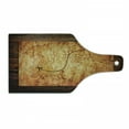thumbnail image 1 of Island Map Cutting Board, Dated Old Map in Dense Color on Wooden Background Hide out Shores Art Design, Tempered Glass Cutting and Serving Board, Wine Bottle Shape, Orange Brown, by Ambesonne, 1 of 1