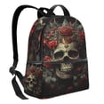 thumbnail image 2 of Lsque Classical Rose Crown Skull Pattern Backpack – School Travel Canvas Daypack with Ergonomic Padded Straps, Multiple Compartments & Leather Handle, 2 of 5