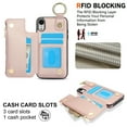 thumbnail image 3 of Dteck for iPhone XR Wallet Case, Flip Leather Case with RFID Blocking Card Holder Zipper Pocket, Ring Holder Kickstand Protective Folio Phone Cover for iPhone XR,Rosegold, 3 of 7