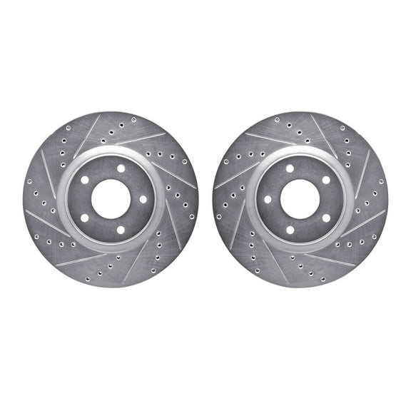 Dynamic Friction Company Front Brake Rotors-Drilled and Slotted-Silver 7002-67053