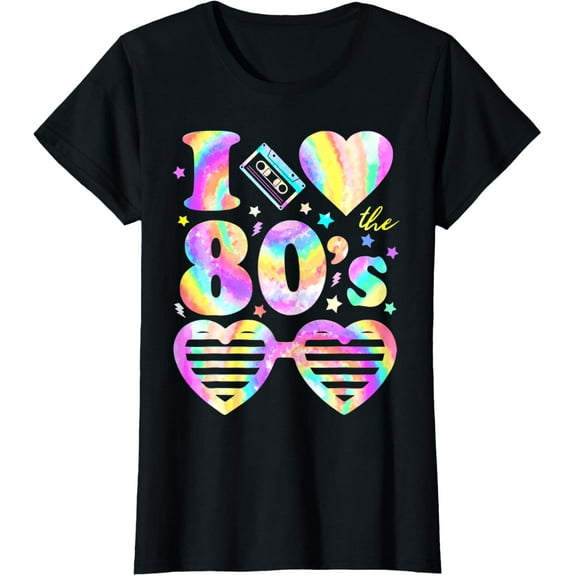 t-shirt I Love the 80's I Heart The 80s Tie Dye Colorful 90's T-Shirt mens t shirt,black,women,funny,misfits,men,journey
