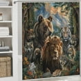 thumbnail image 5 of 4 Pcs Rustic Animal Lion Leopard Print Shower Curtain Set,Vintage Watercolor African Savannah Wildlife Lion Bathroom Set Waterproof Toilet Cover Shower Mat Rugs, 5 of 8