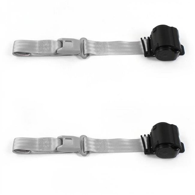 Standard 2 Point Gray Retractable Bucket Seat Belt Kit with 2 Belts for 1971-1976 Chevy Impala
