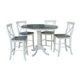thumbnail image 6 of 36" Round Solid Wood Extension Dining Table With 4 Cross Back Counter Height Stools in White/Heather Gray by International Concepts, 6 of 6