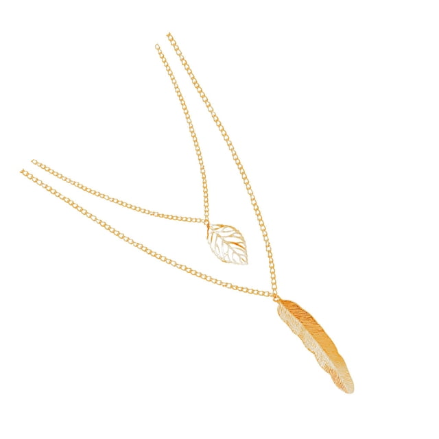 yingyy Chain Necklace Leaves Adjustable Multi-layer Chokers Leaf Exaggerated Hanging Layered Necklaces Daily Wear Accessories Gold 1Set