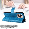 thumbnail image 6 of Feishell Slim Wallet Case for iPhone 16 Pro Max,Shockproof Stylish Embossed Pattern PU Leather Magnetic Clasp Folio Flip Kickstand Card Slots with Wrist Strap for Women Men Phone Cover,Blue, 6 of 8