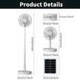 thumbnail image 6 of Solar Powered Outdoor Fan, Rechargeable Foldable Desk Fan with Solar Panel Battery Operated Pedestal 3 Speeds Quiet Height Adjustable Floor Fan for Home, Bedroom, Travel, 6 of 7