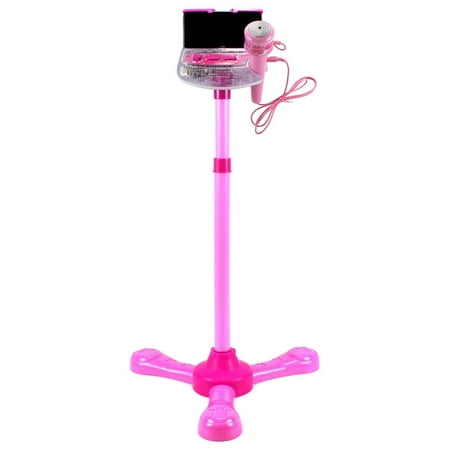 Kids Microphone On Stand Mini Star Music Show Children's Kid's Toy Stand Up Microphone Playset w/Built In MP3 Jack, Speaker, Adjustable Height ()