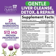 Gentle Liver Cleanse Detox & Repair Formula - Advanced Liver Support Supplement with Silymarin Milk Thistle, Dandelion Root, Artichoke Extract, Turmeric, Choline, Beetroot - 60 Veggie Capsules