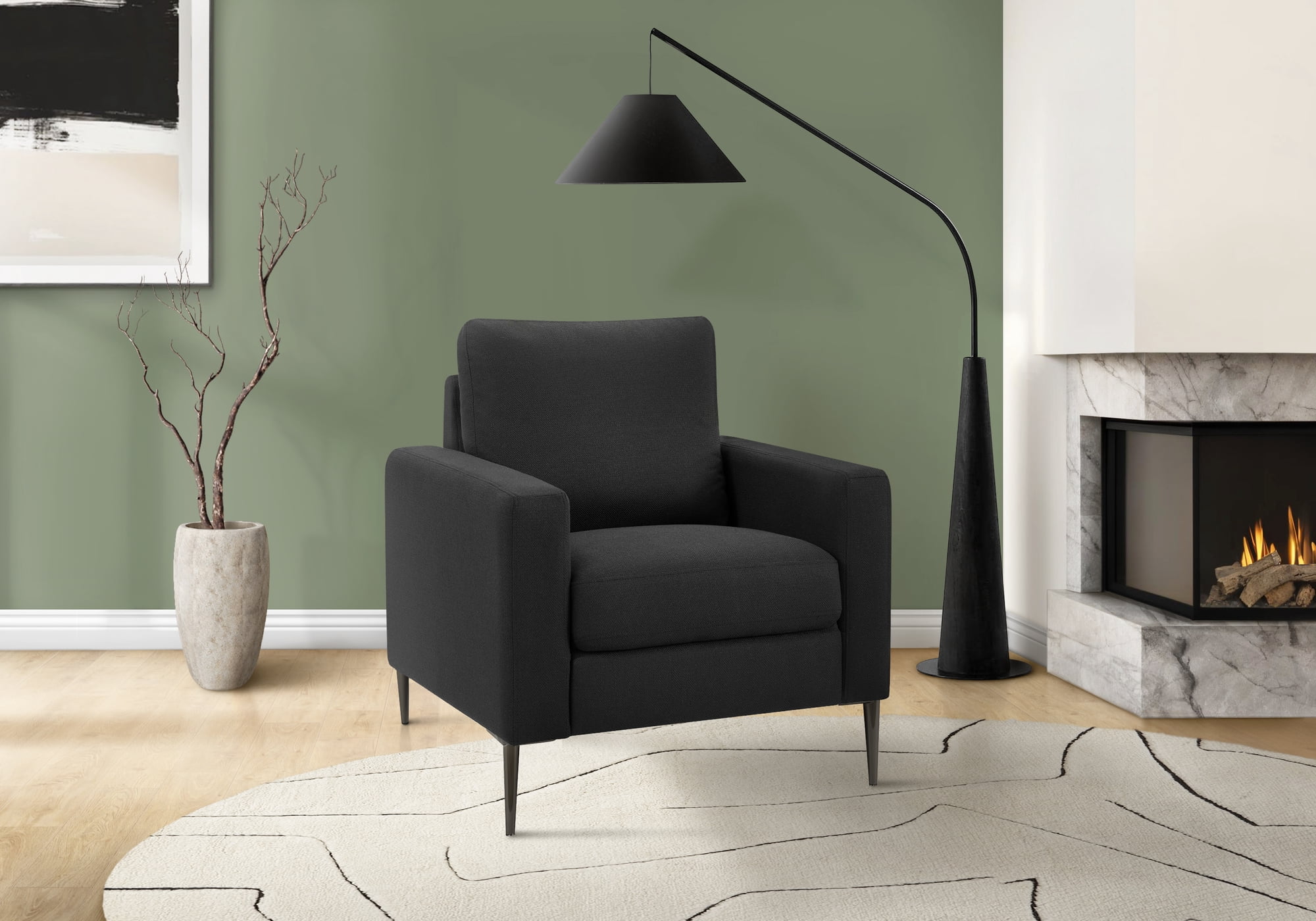 Monarch Specialties - 8J31L19 Chair, 32" Wide, Upholstered, Accent Chair, Black Fabric