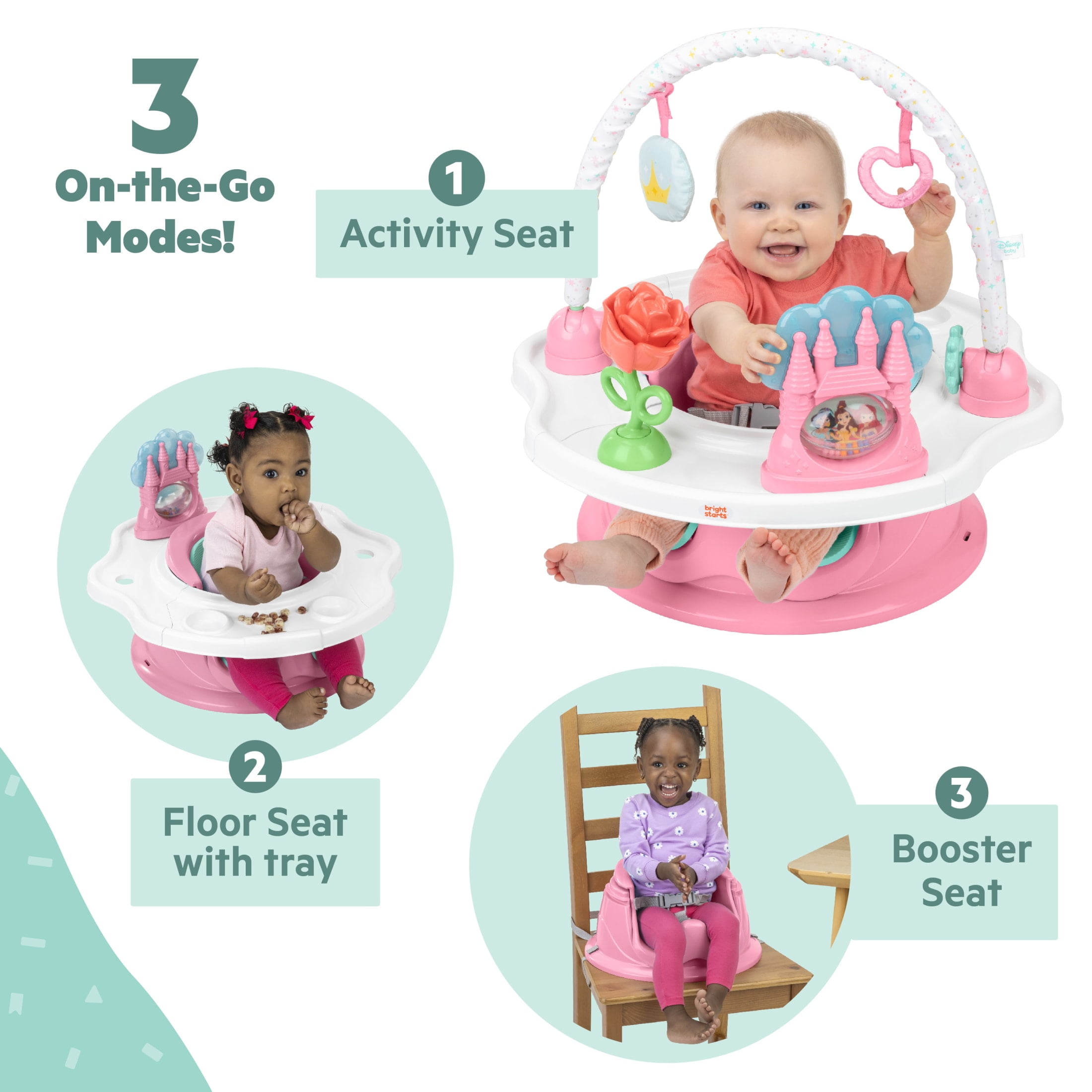 Disney Princess SuperSeat 3-in-1 Seat by Bright Starts, Pink, Girl, Infant