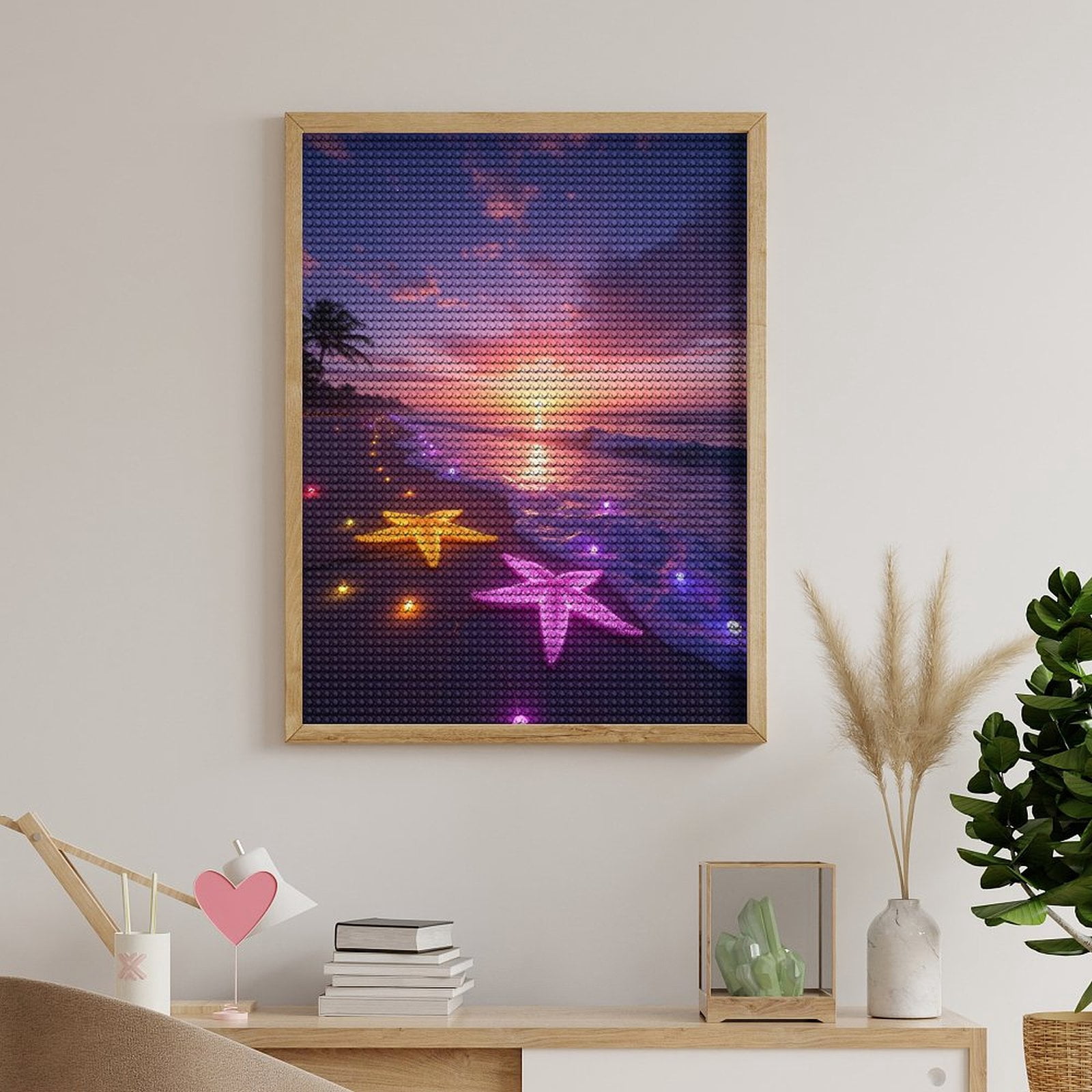 Diamond Art Kits for Adults, Tropical Sunset Beach Lights 5D Diamond Painting Kits for Adults Beginners, DIY Full Drill Diamond Painting, Gem Art and Crafts 12x16
