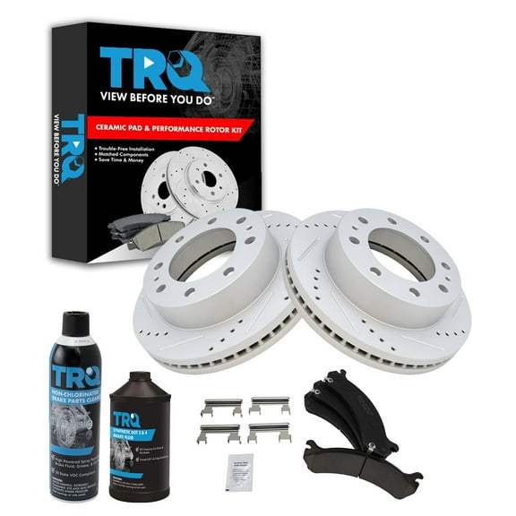 TRQ Brake Pad & Rotor Ceramic Front Kit w/Chemicals for Chevy GMC BKA16225 Fits select: 1999-2010 CHEVROLET SILVERADO, 2001-2010 GMC SIERRA