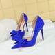 thumbnail image 3 of Zapatos de tacón alto clásicos para mujer, de moda, dulces, súper sexys, de boca baja, con punta lateral hueca, con lazo, para novia, 3 of 5