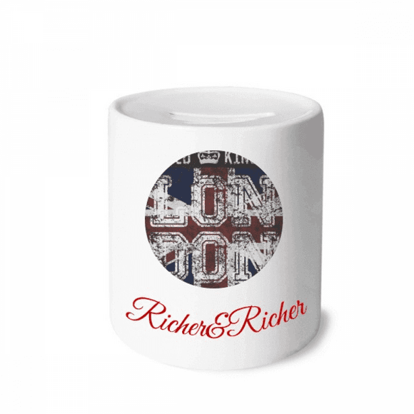 London UK England the Union Jack Flag Mark Rich and Rich Bank Saving Box Coin