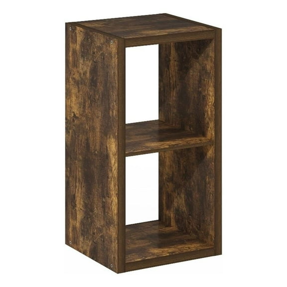 Pemberly Row Open Back Decorative Cube Storage Organizer in 2-Cube Amber Pine