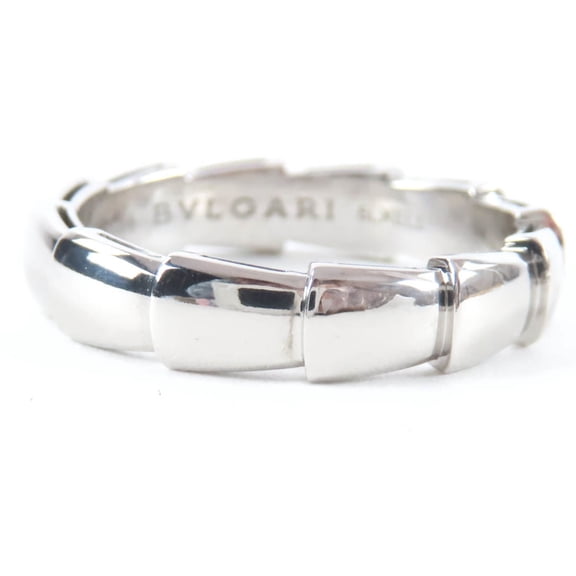 Pre-Owned BVLGARI Viper Ring, 18K 750 (WG), Rare Size, Silver, Size 64, Made in Italy, Weight...