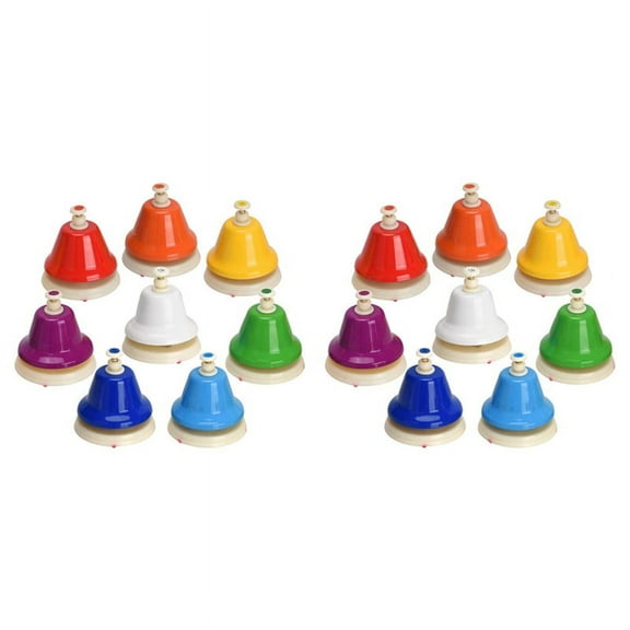16X Desk Bells, 8 Notes Diatonic Metal Hand Rainbow Music Musical Learning Teaching Percussion Instrument