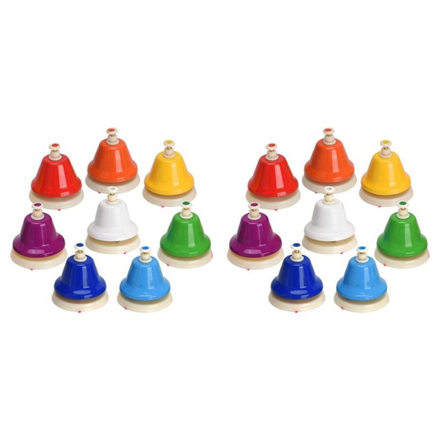 16X Bureau, 8 Notes Main en Métal Diatonique, Musique Arc-en-Ciel, Apprentissage Musical Instrument de Percussion