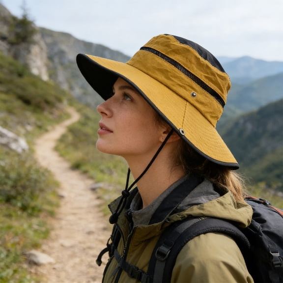 Weloille Sun Hat 1 Piece, Wide Brim Bucket Style UV Protection Sun Hat, Breathable Lightweight Adjustable Foldable Sunshade Hat, Comfortable Hat for Outdoor Hiking Camping Beach Travel Use