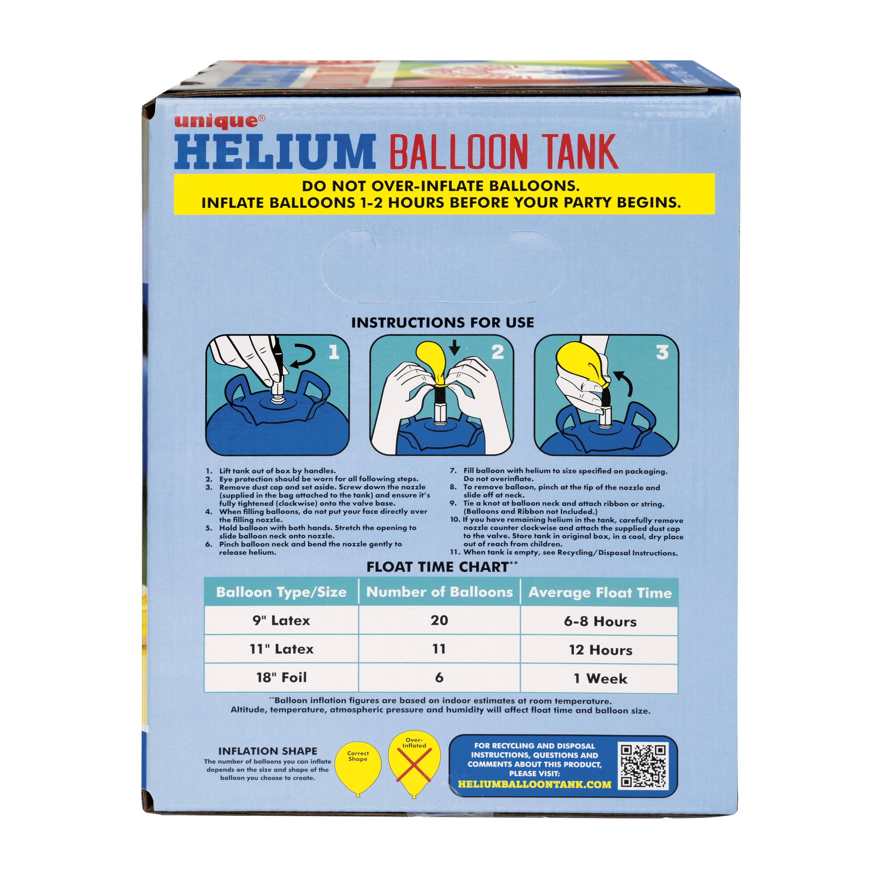 Helium Tank for 20 9" Balloons, 4.98 Cubic Feet, by Unique