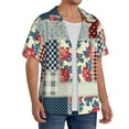 thumbnail image 4 of JUNZAN Mens Casual Button Down Shirts Short Sleeve Patchwork In Country Style Print Shirt-Large, 4 of 7