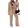 thumbnail image 1 of Conjunto PRETTYGARDEN Blazer Oversize y Pantalones Palazzo Anchos Caqui XXL, 1 of 8