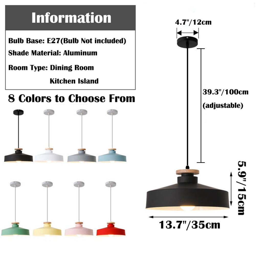 Minimalism Wood Metal Kitchen Island Pendant Light Fixtures Retro Industrial Pendant Lighting for Over Dining Room Table Adjustable Height Hanging Lamp Shade Nordic Ceiling Chandelier