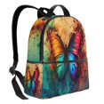 thumbnail image 2 of Lsque Vibrant Rainbow Butterfly A Pattern Backpack – School Travel Canvas Daypack with Ergonomic Padded Straps, Multiple Compartments & Leather Handle, 2 of 5