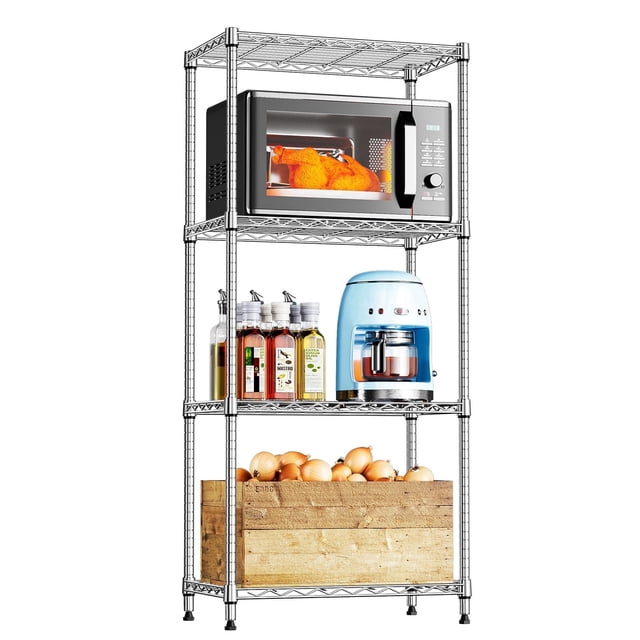 M MZG Unidad de Estantería de Metal Resistente, Capacidad de 1000 lbs, Estantería de Despensa de Cocina, Cromo, 13.7" D x 23.6" W x 53.4" H