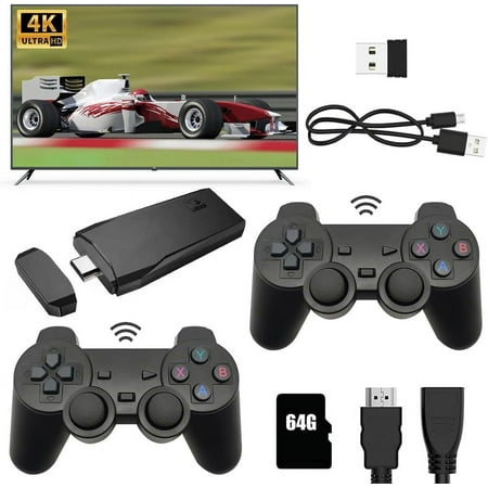 TV Game Stick 64G 20000+ Game Video Game Consoles w/2 Wireless Gamepad Games for Kids Adult