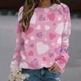 thumbnail image 2 of Valentine's Day Long Sleeve Shirts for Women Trendy Sequin Heart Print Crew Neck Casual Sweatshirts Casual Tunic Tops(Pink,XXL), 2 of 4