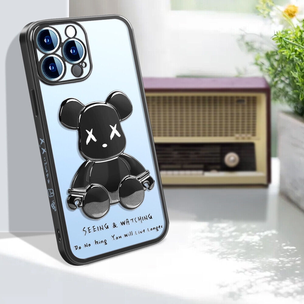 Guess Bear Phone Case para iPhone, Capa Matte Preta, iPhone 14