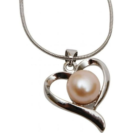 240-PFPHN Premium Premium Pink Freshwater Pearl Heart Necklace (Case of 50)