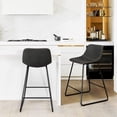 thumbnail image 3 of LUE BONA Industrial Faux Leather Bar Stools, Black (Set of 3), 3 of 5