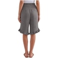 thumbnail image 3 of Wide Leg Linen Shorts Women Boho High Waisted Ruffle Bermuda Shorts Flowy Summer Resort Wear Vacation Beach Shorts Gray M, 3 of 4