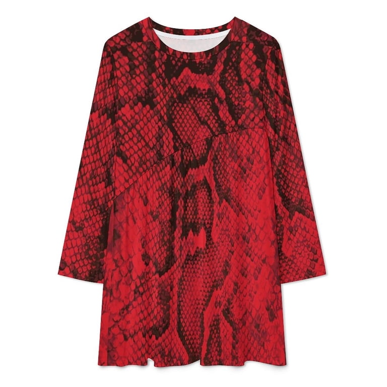 Red Snakeskin Long Sleeved Dress prom clothes Long veiled dresses -  Walmart.com